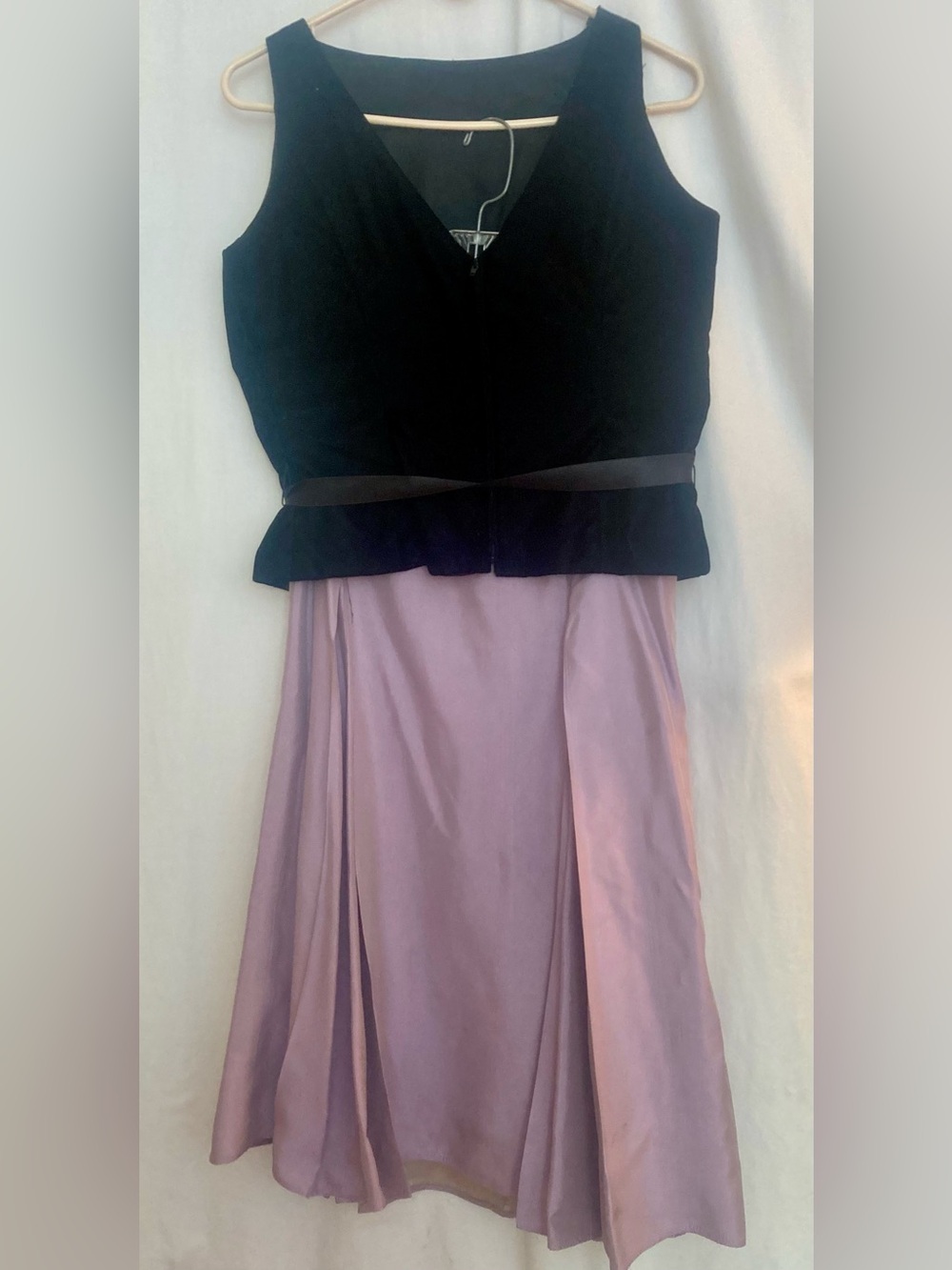 2 Piece Black Velvet Top & Lavender Pleated Skirt Size 10